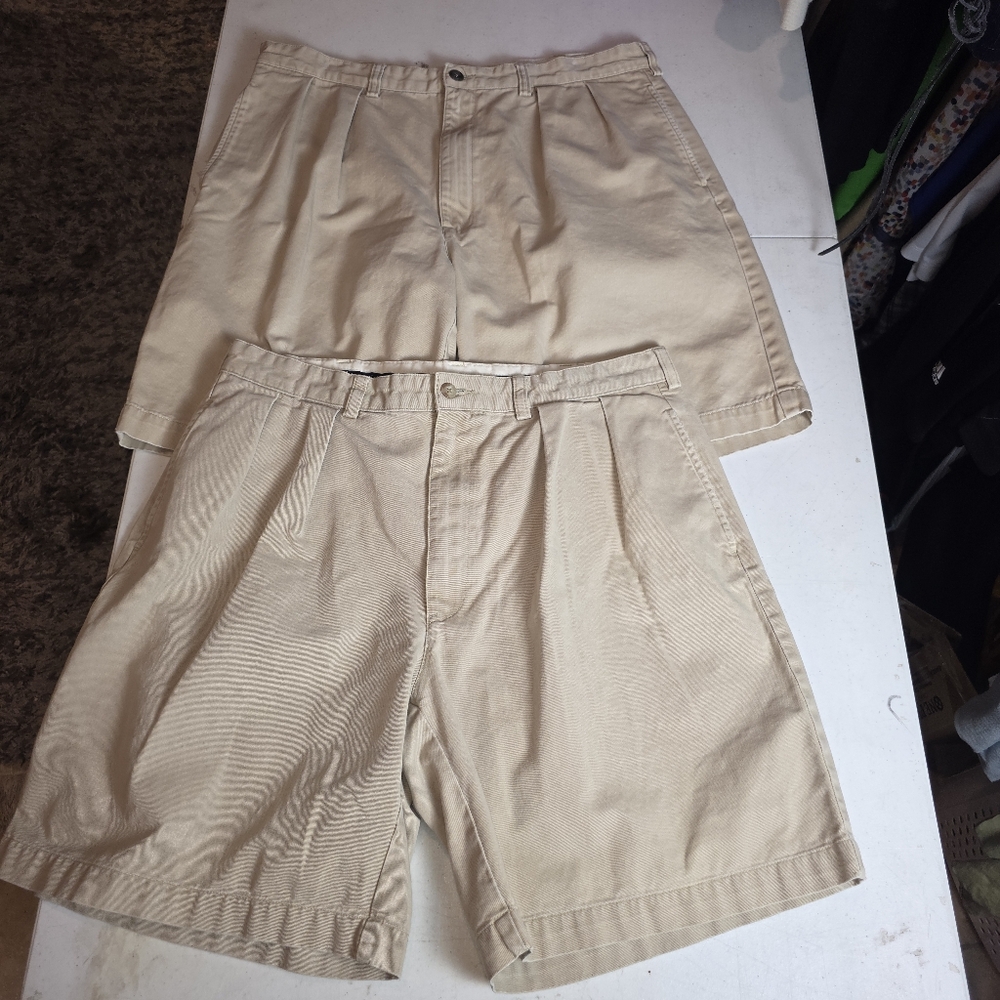 Polo Ralph Lauren Men’s Chino Shorts Bundle 2 Khaki Pleated Size 36‎